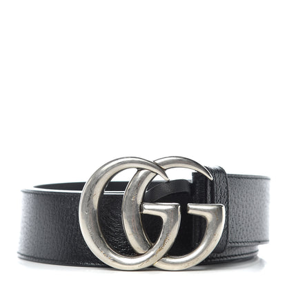 Gucci Textured Dollar Calfskin Nickel Double G 40mm Belt 85 34 Black 1 of 8
