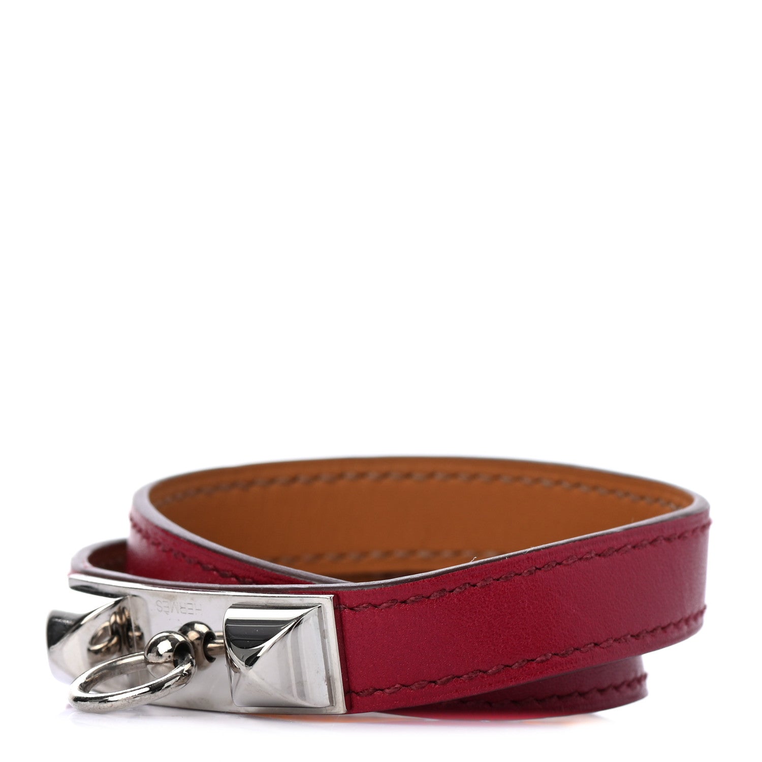 Hermes Tadelakt Rivale Double Tour Bracelet S Rubis 1 of 6