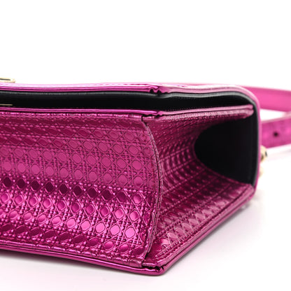 Christian Dior Metallic Patent Micro-Cannage Small Diorama Flap Bag Fuchsia 7 of 7
