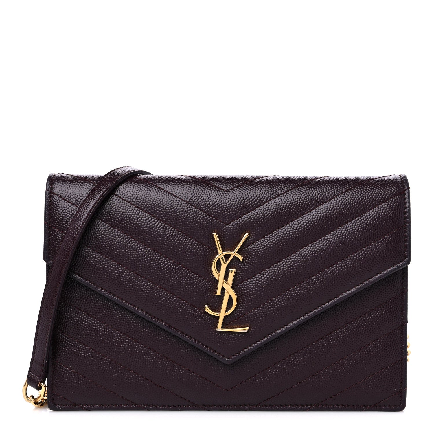 Saint Laurent Grain De Poudre Matelasse Chevron Monogram Envelope Chain Wallet Rogue Legion 1 of 12