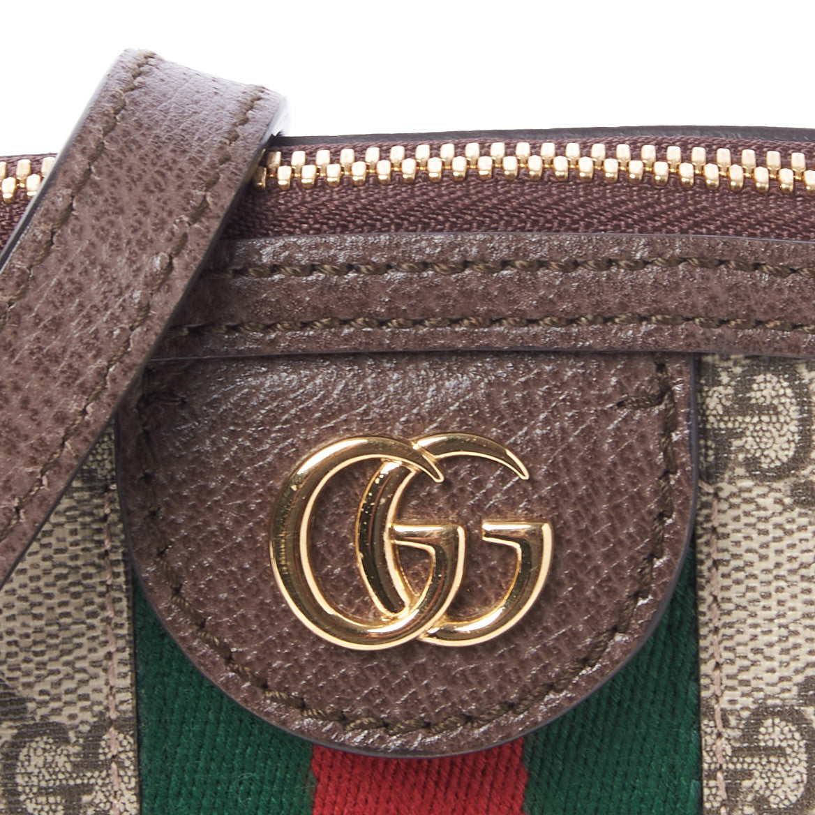 GG Supreme Monogram Textured Dollar Calfskin Web Small Ophidia Dome Shoulder Bag Beige Ebony New Acero