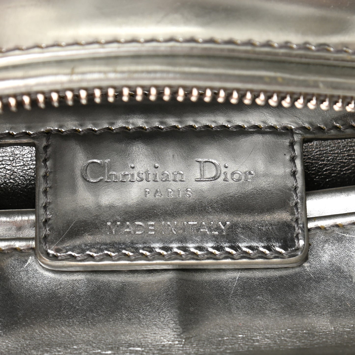 Metallic Patent Calfskin Medium Lady Dior Silver