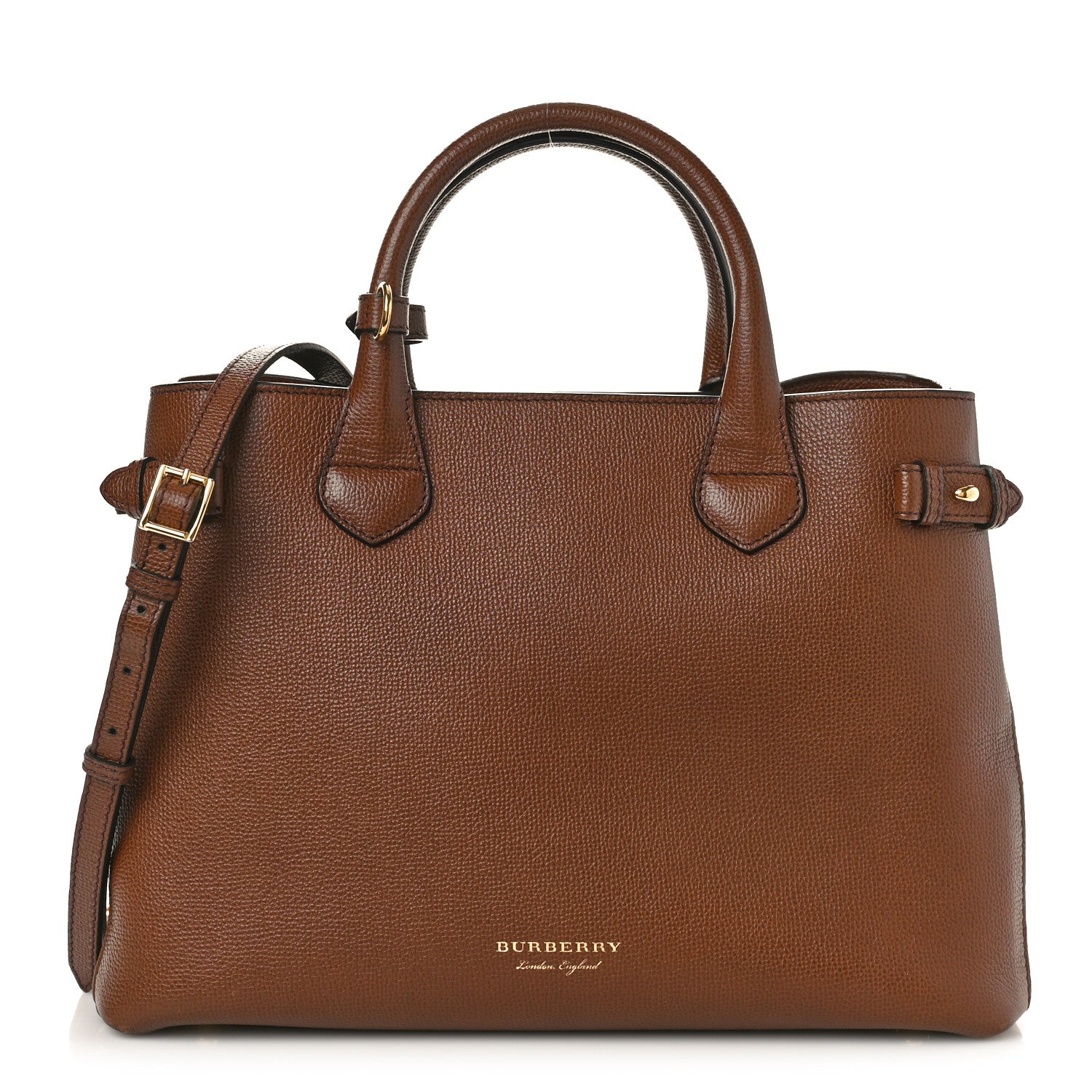 Burberry Grainy Calfskin House Check Large Banner Tote Tan 1 of 9