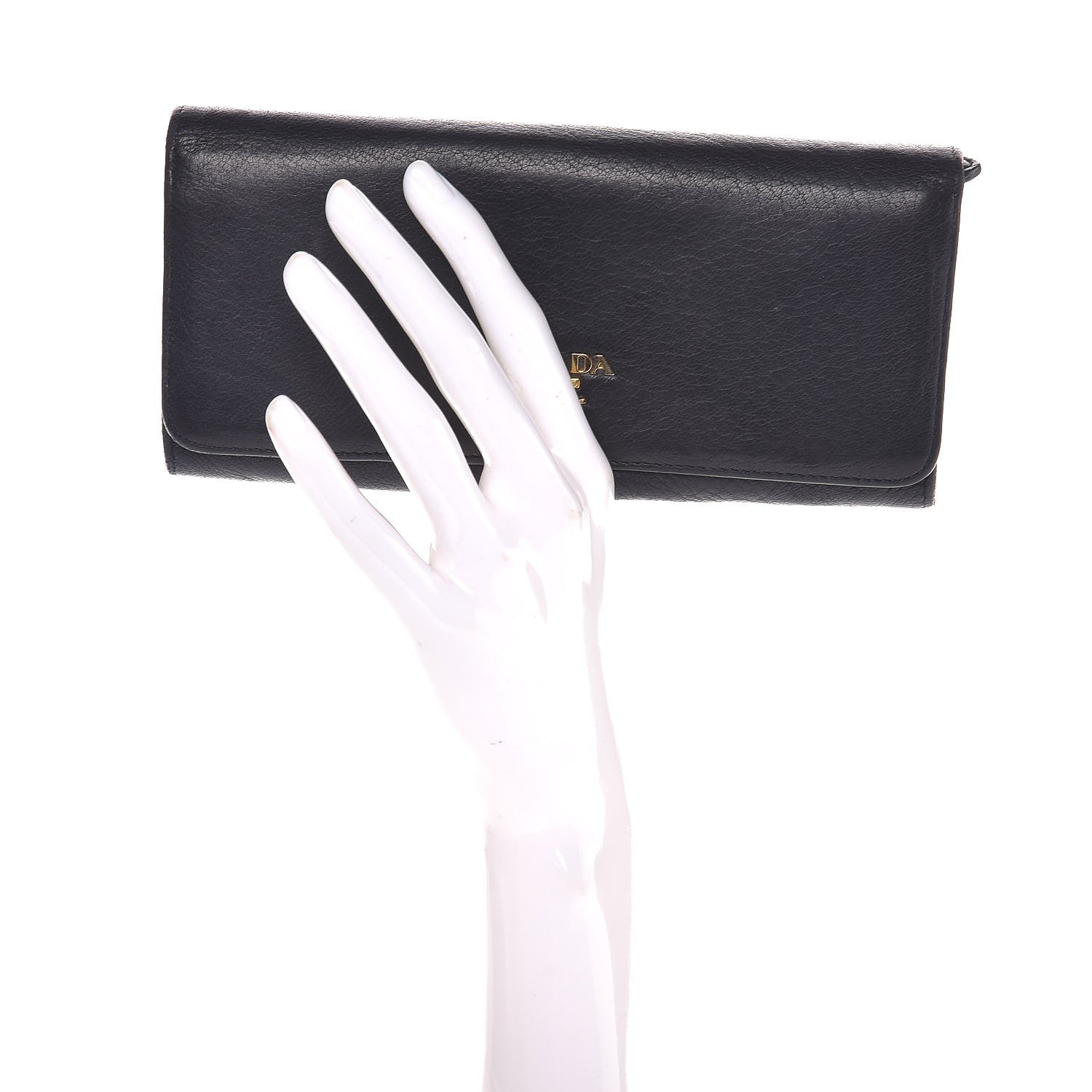 Prada Vitello Phenix Continental Flap Wallet Black 2 of 7