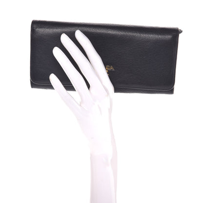 Prada Vitello Phenix Continental Flap Wallet Black 2 of 7