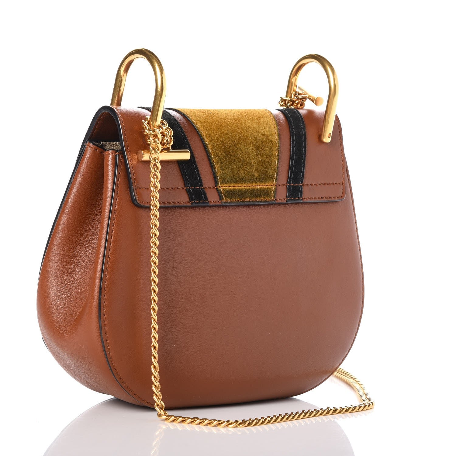 Chloe Suede Calfskin Patchwork Mini Drew Shoulder Bag Tobacco 3 of 8