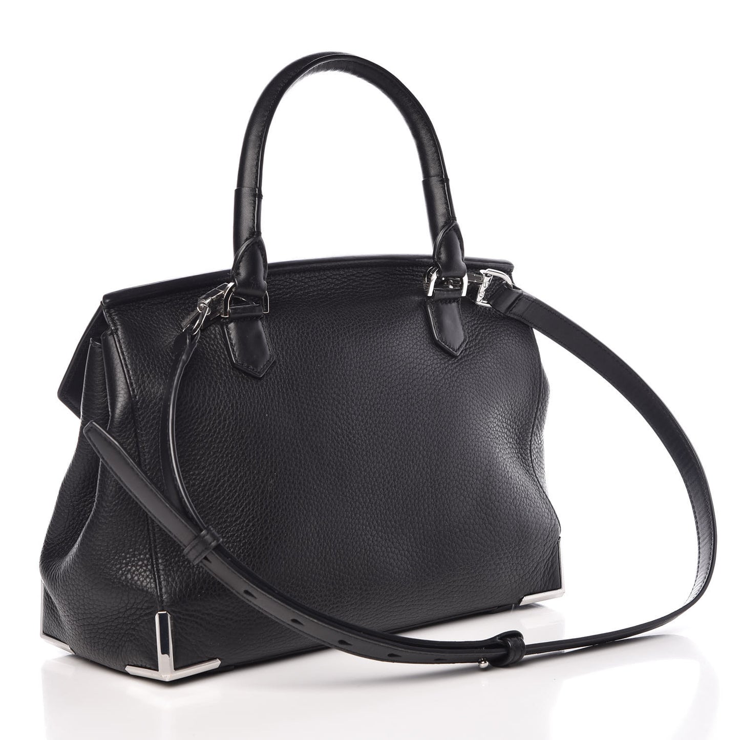 Calfskin Large Marion Black Silver Hardware