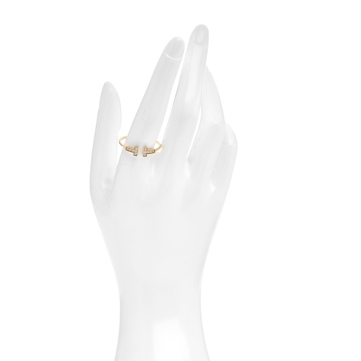 Tiffany 18K Yellow Gold Diamond T Wire Ring 63 10.5 2 of 6