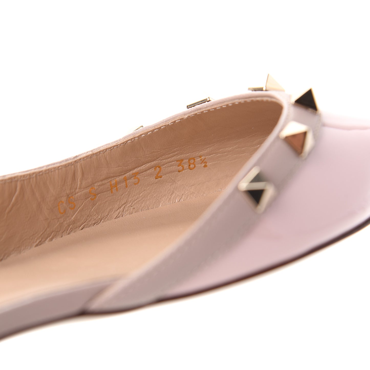 Patent Rockstud Slingback Flats 38.5 Water Rose Poudre