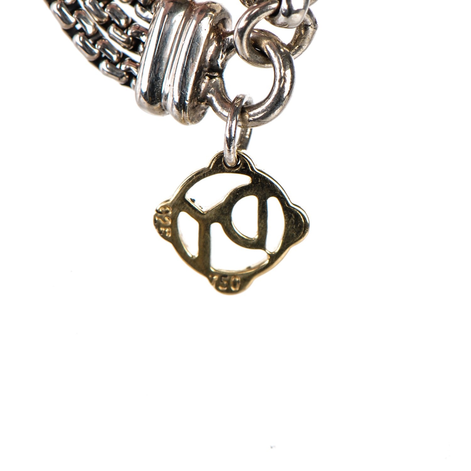 David Yurman Sterling Silver 18K Yellow Gold Lariat Waterfall Necklace 4 of 4
