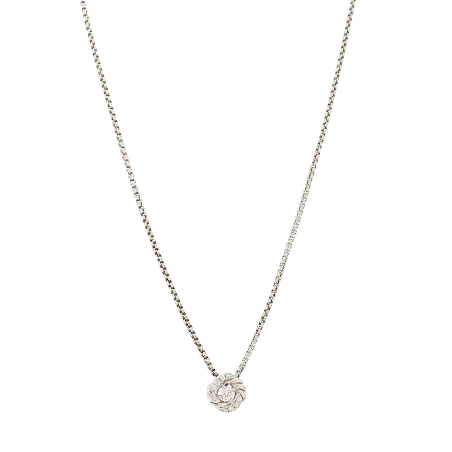 David Yurman Sterling Silver Diamond 8mm Petite Infinity Pendant Necklace 1 of 7
