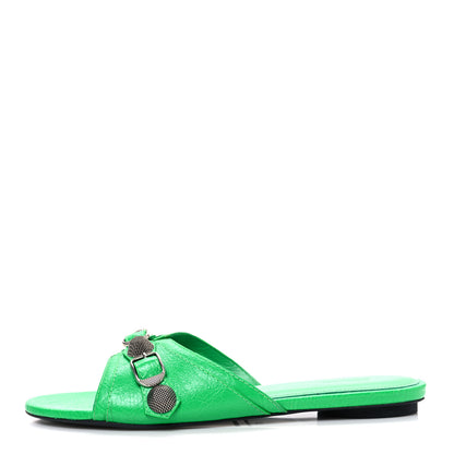 Balenciaga Agneau Arena Cagole Flat Slide Sandals 37 Vivid Green 1 of 10