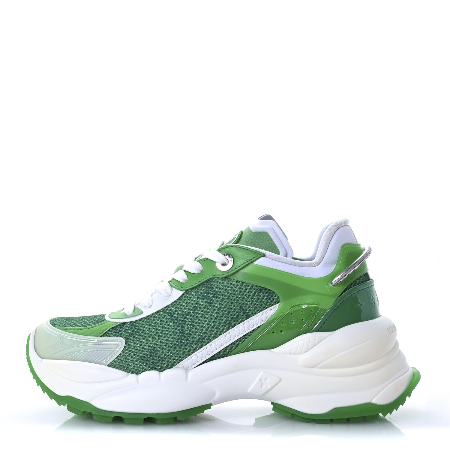 Louis Vuitton Monogram Calfskin Run 55 Sneakers 36 White Green 1 of 8
