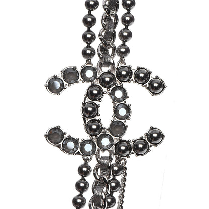 Chanel Pearl Chain Strass CC Long Multistrand Necklace Dark Grey 5 of 6