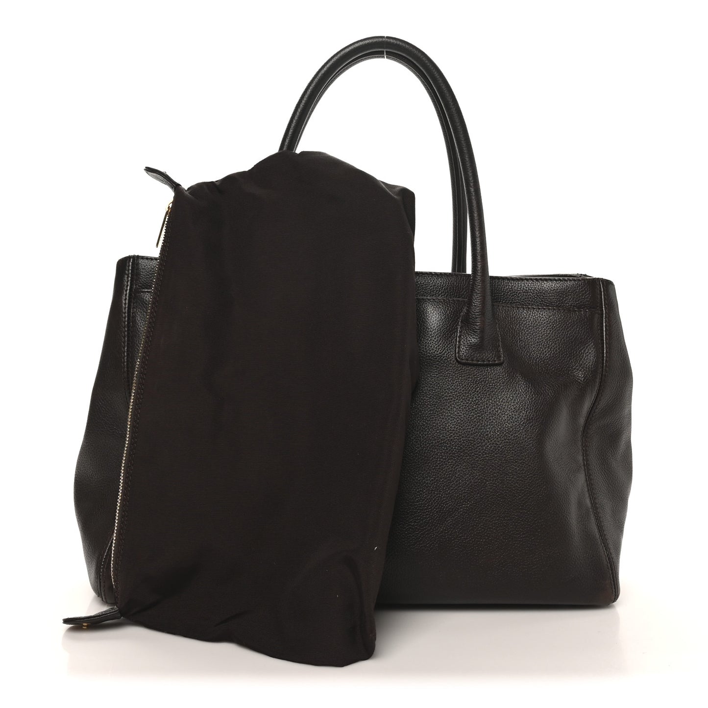 Calfskin Cerf Executive Shopper Tote Brown