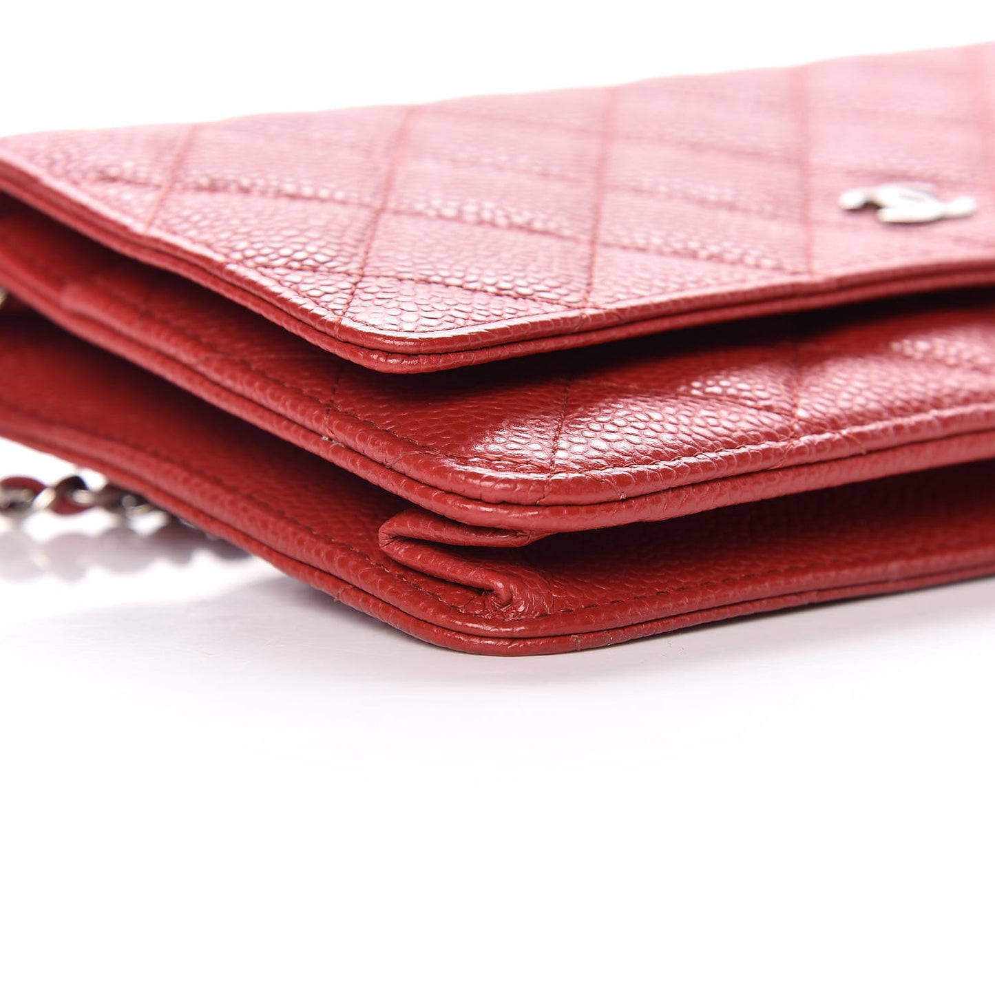 Caviar Quilted Wallet on Chain WOC Red