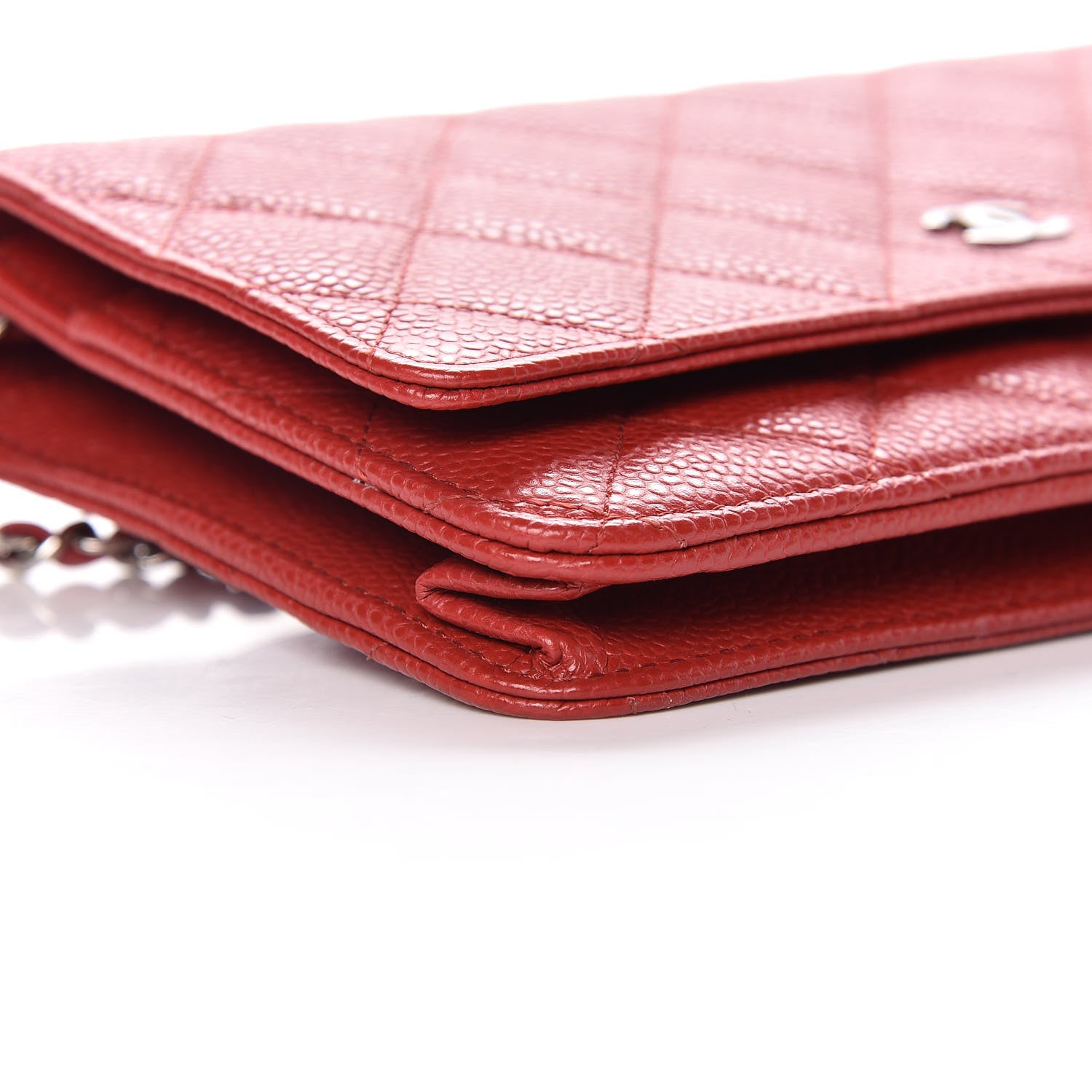 Chanel Caviar Quilted Wallet on Chain WOC Red 11 of 13