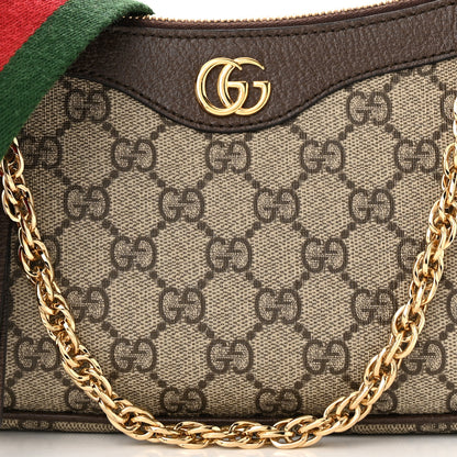 Gucci GG Supreme Monogram Textured Dollar Calfskin Web Small Ophidia GG Handbag Beige Ebony New Acero 8 of 10