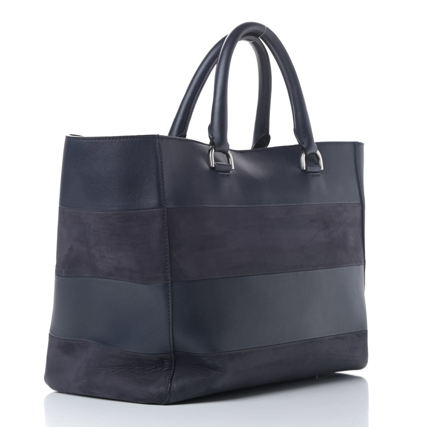 Silky Calf Nubuck Stripe Medium Willow Tote Midnight Blue