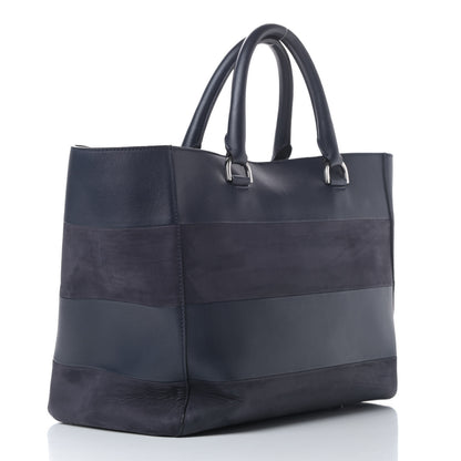 Mulberry Silky Calf Nubuck Stripe Medium Willow Tote Midnight Blue 2 of 8