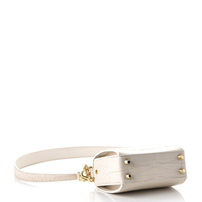 Alexander McQueen Calfskin Crocodile Embossed Box Shoulder Bag 16 Cream 4 of 7