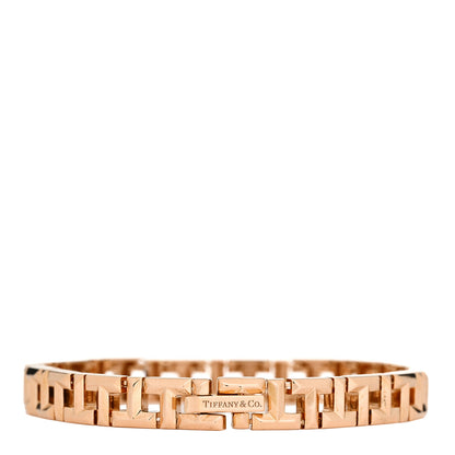 Tiffany 18K Rose Gold Narrow T True Hinged Bangle Bracelet 4 of 6