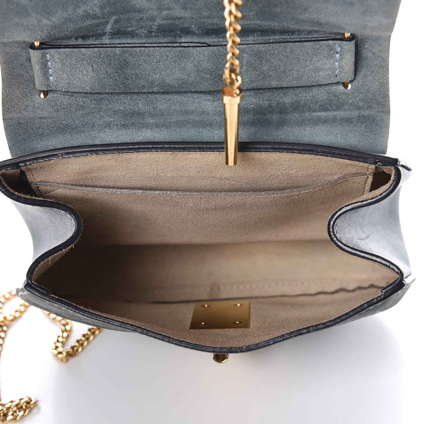 Suede Smooth Calfskin Mini Drew Shoulder Bag Cloudy Blue