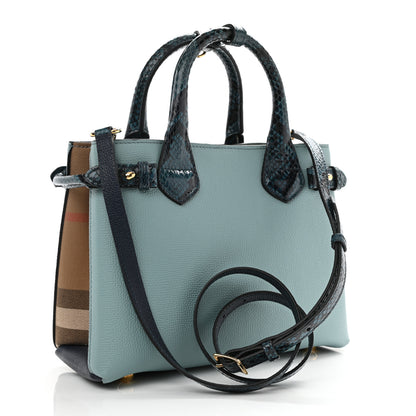 Burberry Derby Calfskin Watersnake Beasts Fish Small Banner Tote Pale Opal 3 of 9