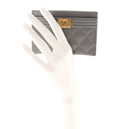 Chanel Caviar Quilted Boy Card Holder Grey 2 of 12
