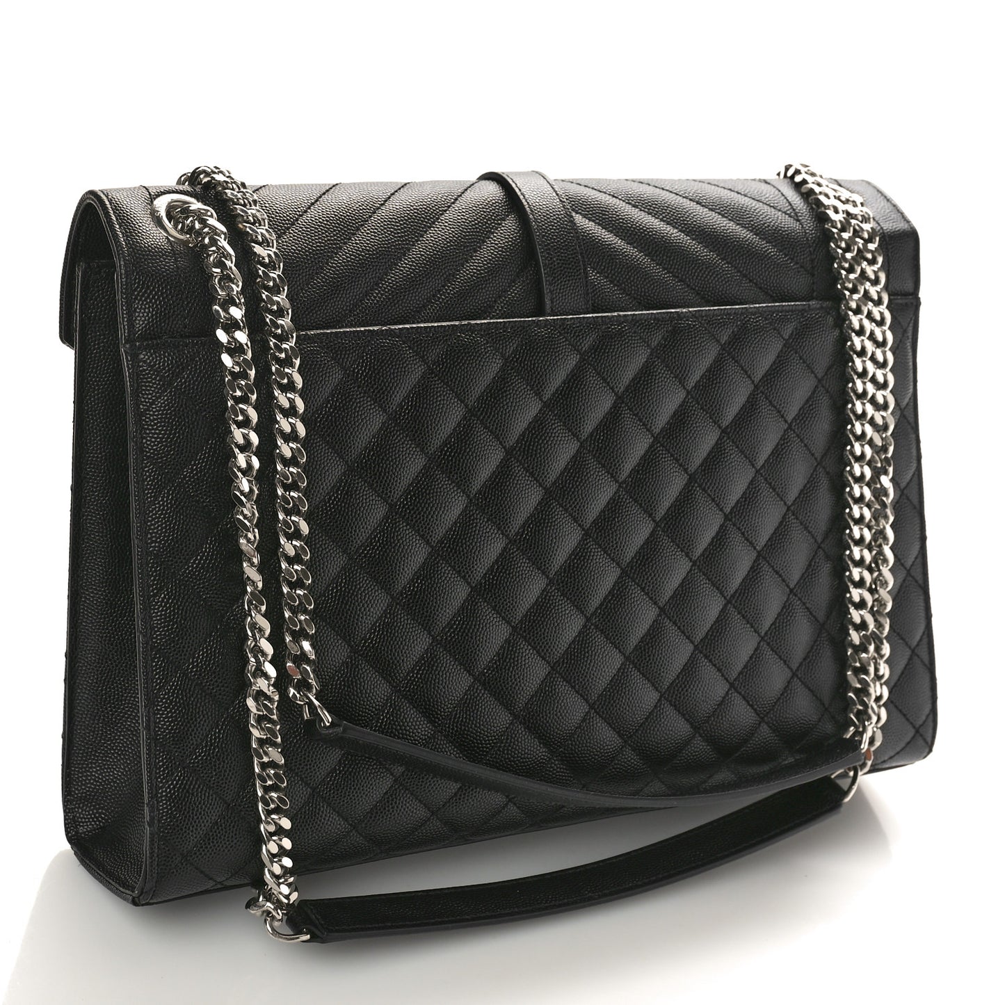 Grain De Poudre Textured Mixed Matelasse Large Triquilt Monogram Satchel Black