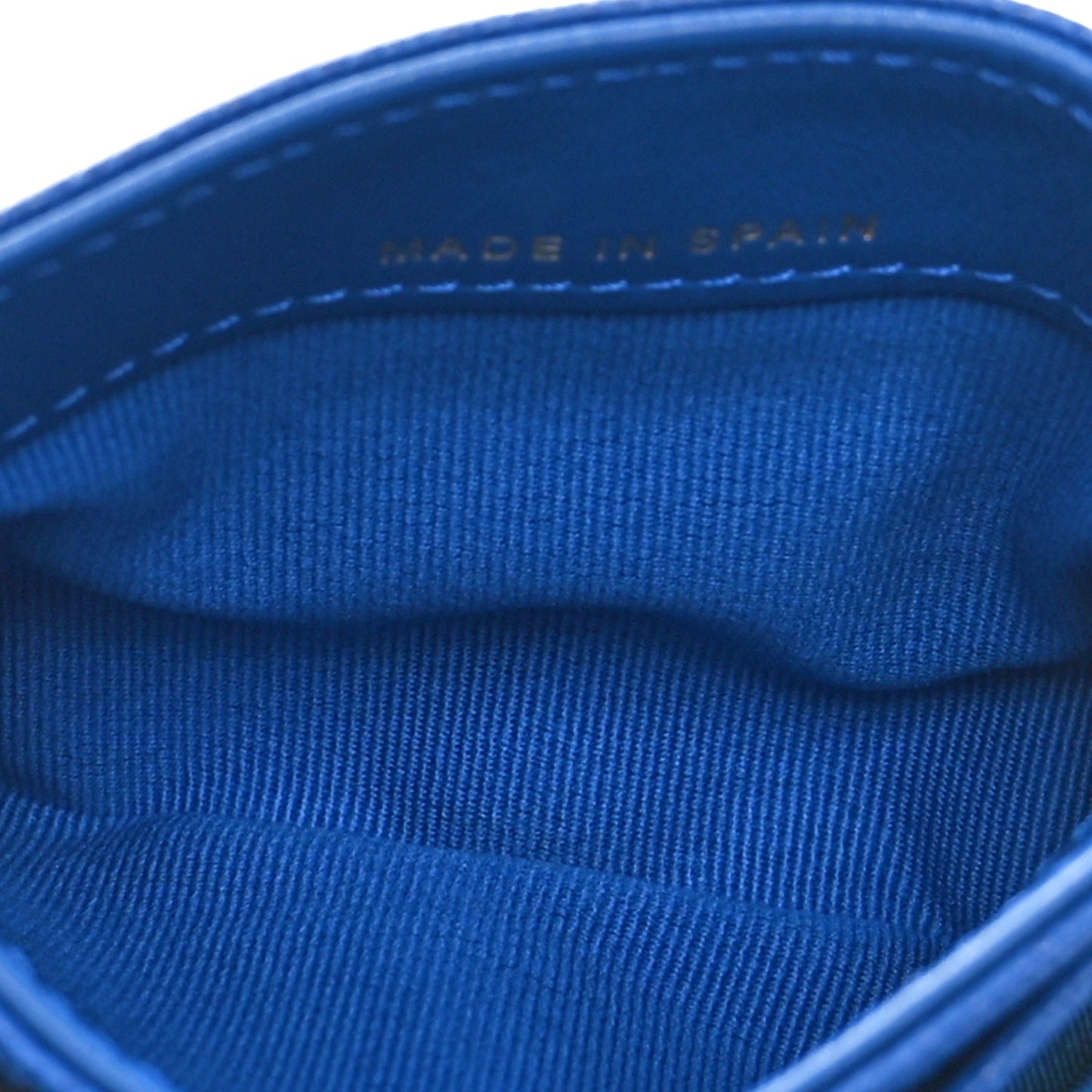 Caviar Quilted Studded CC Card Holder Blue