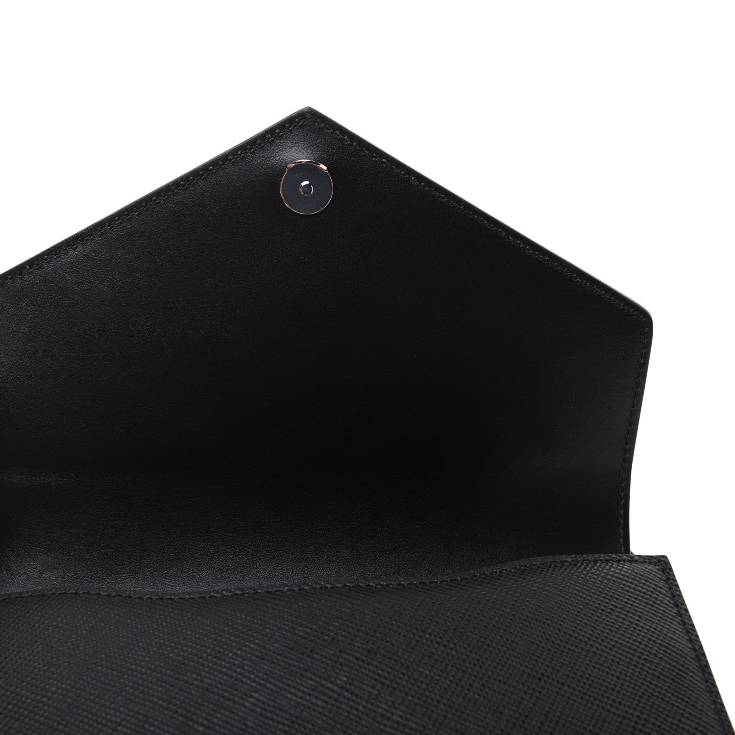 Prada Saffiano Cuir Calfskin Monochrome Patches Envelope Flap Chain Shoulder Bag Black 11 of 15