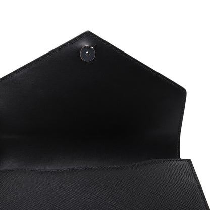 Prada Saffiano Cuir Calfskin Monochrome Patches Envelope Flap Chain Shoulder Bag Black 11 of 15
