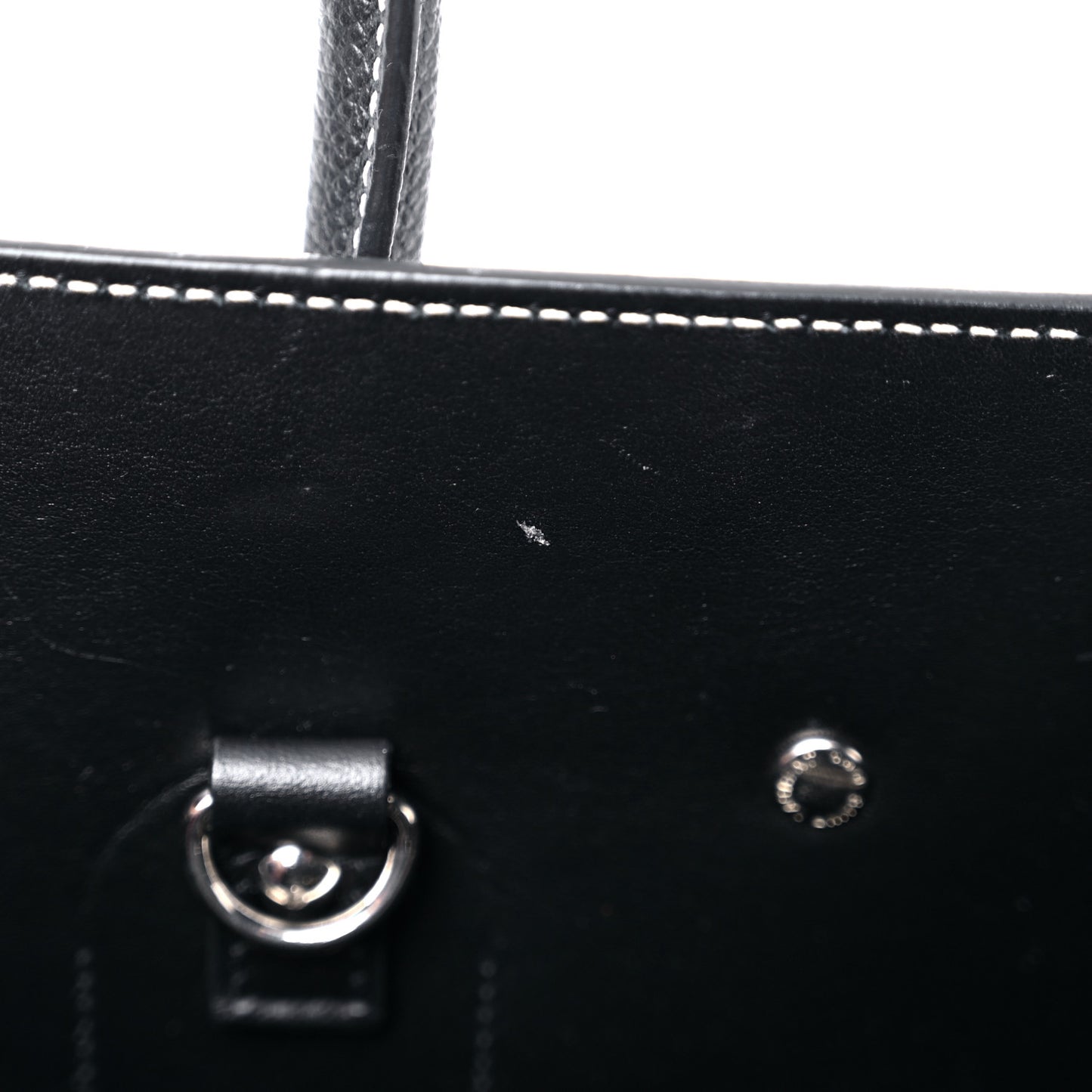 Grained Calfskin Topstitch Small Sac De Jour Black Porcelain