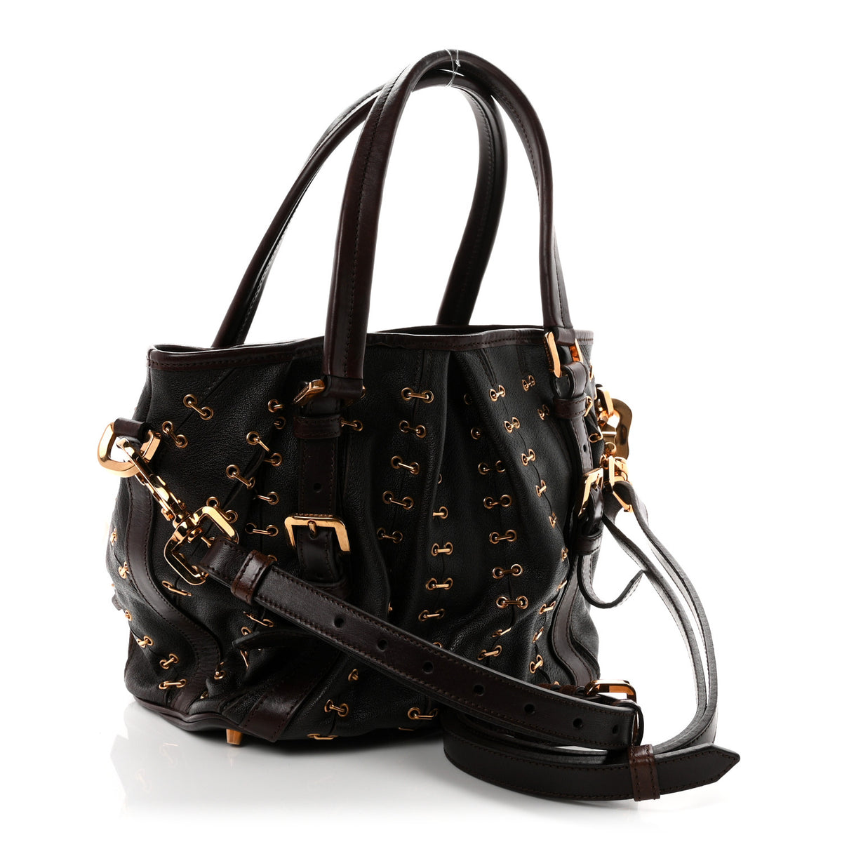 Burberry Calfskin Metal Stitch Lowry Chocolate 3 of 9