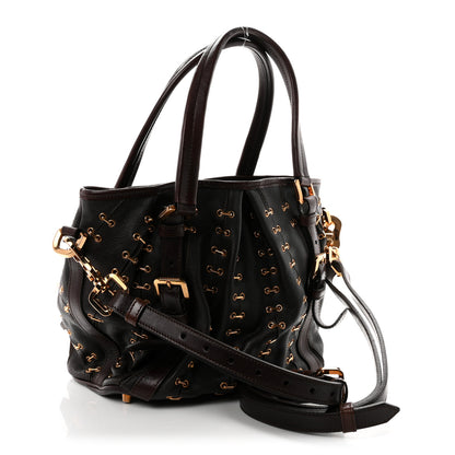 Burberry Calfskin Metal Stitch Lowry Chocolate 3 of 9
