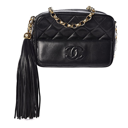 Chanel Lambskin Quilted Tassel Camera Case Black 1 of 10