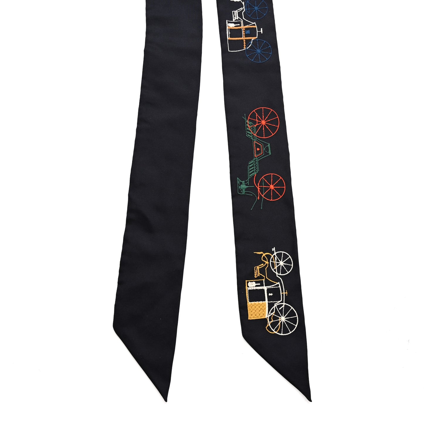 Silk Embroidered A Toute Berline Long Twilly Bleu Black Multicolor