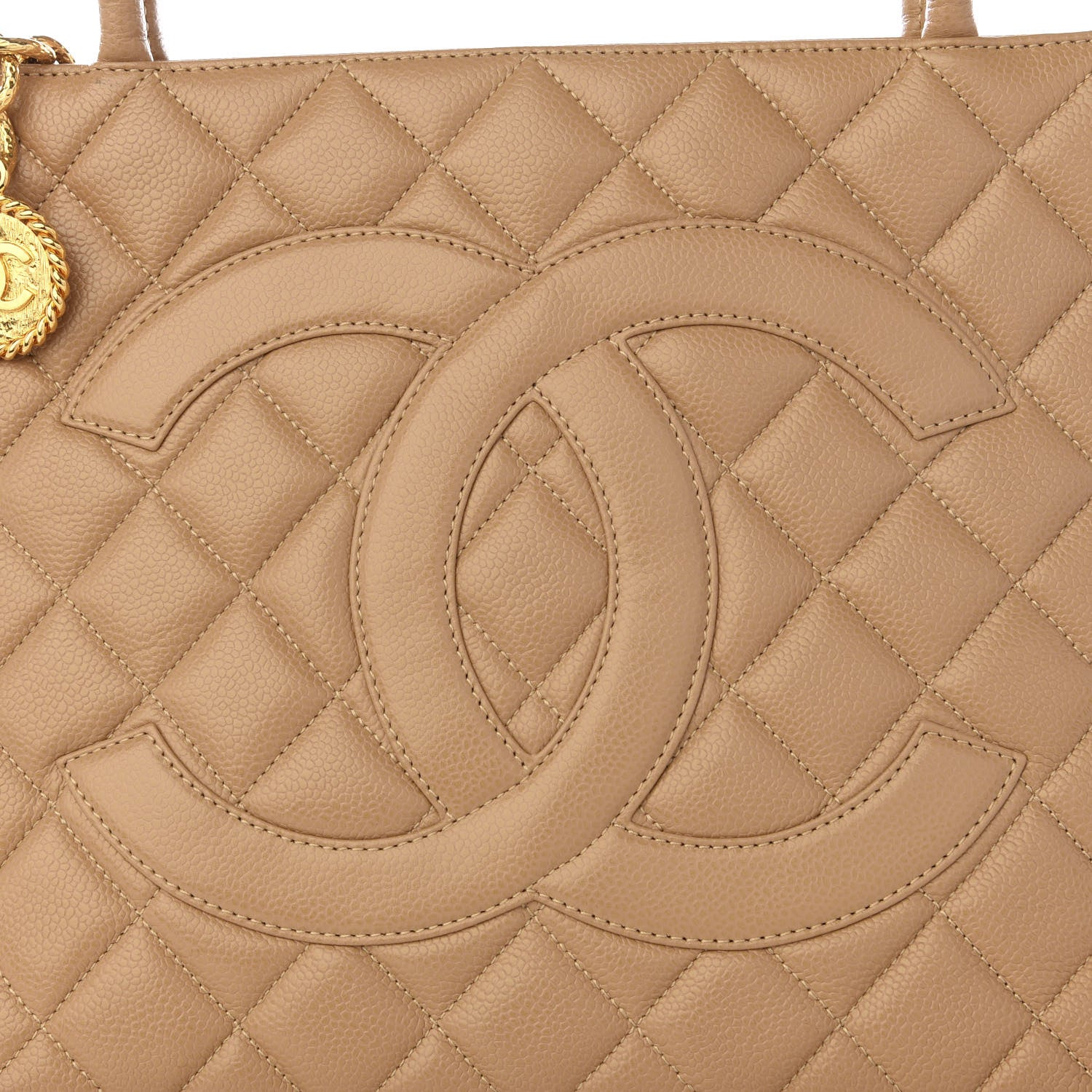Chanel Caviar Quilted Medallion Tote Beige 8 of 8