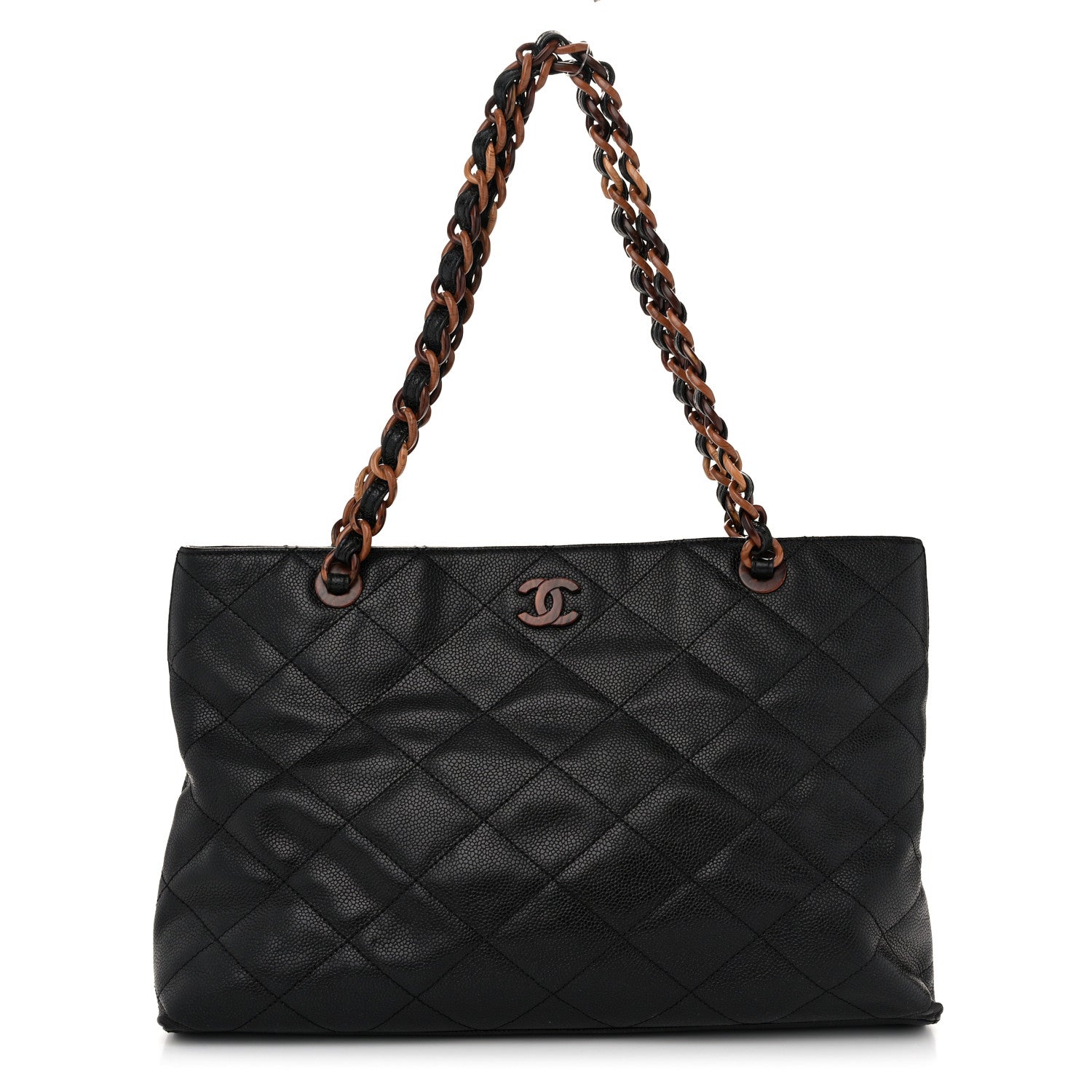 Chanel Caviar Quilted Wood XL Grand Shopping Tote GST Black 1 of 12