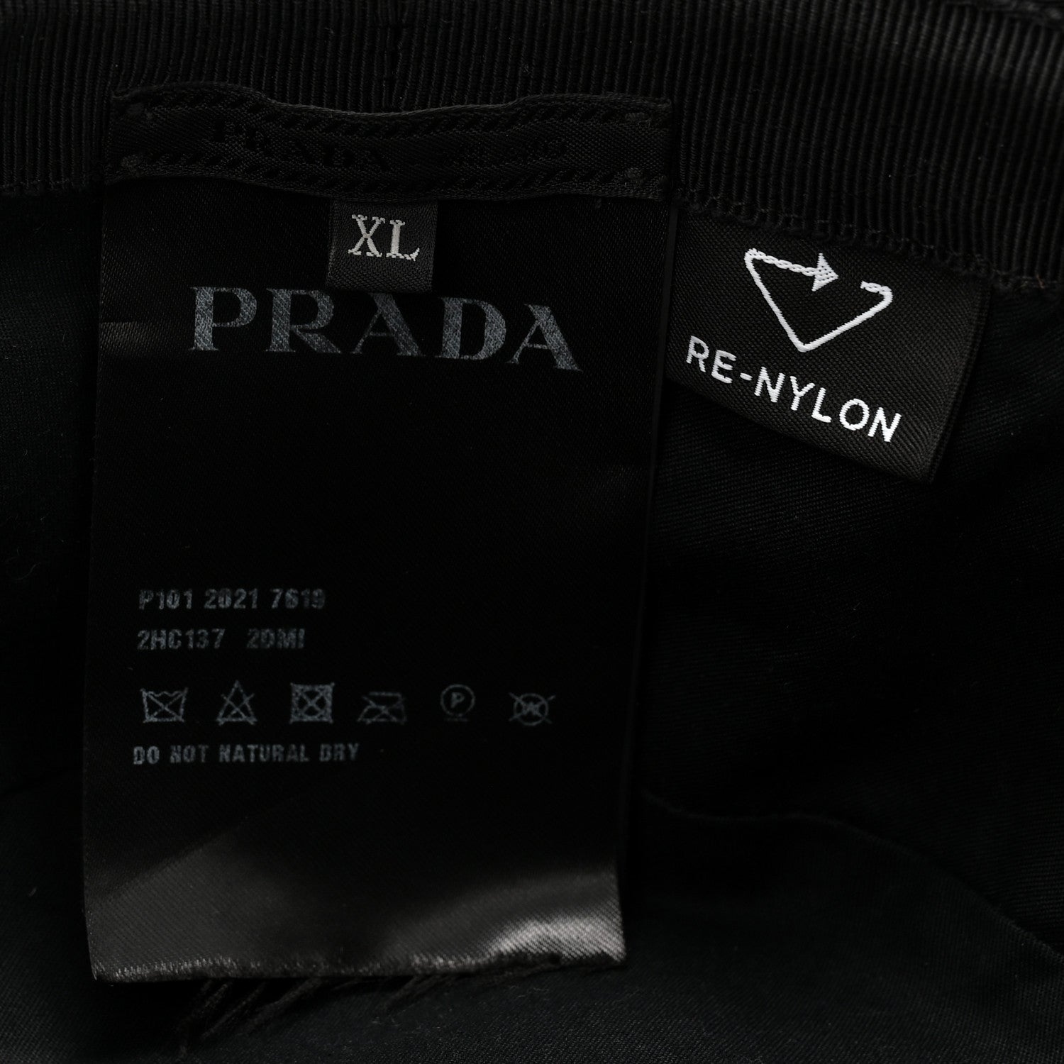 Prada Re-Nylon Metal Triangle Logo Mens Bucket Hat XL Black 8 of 8