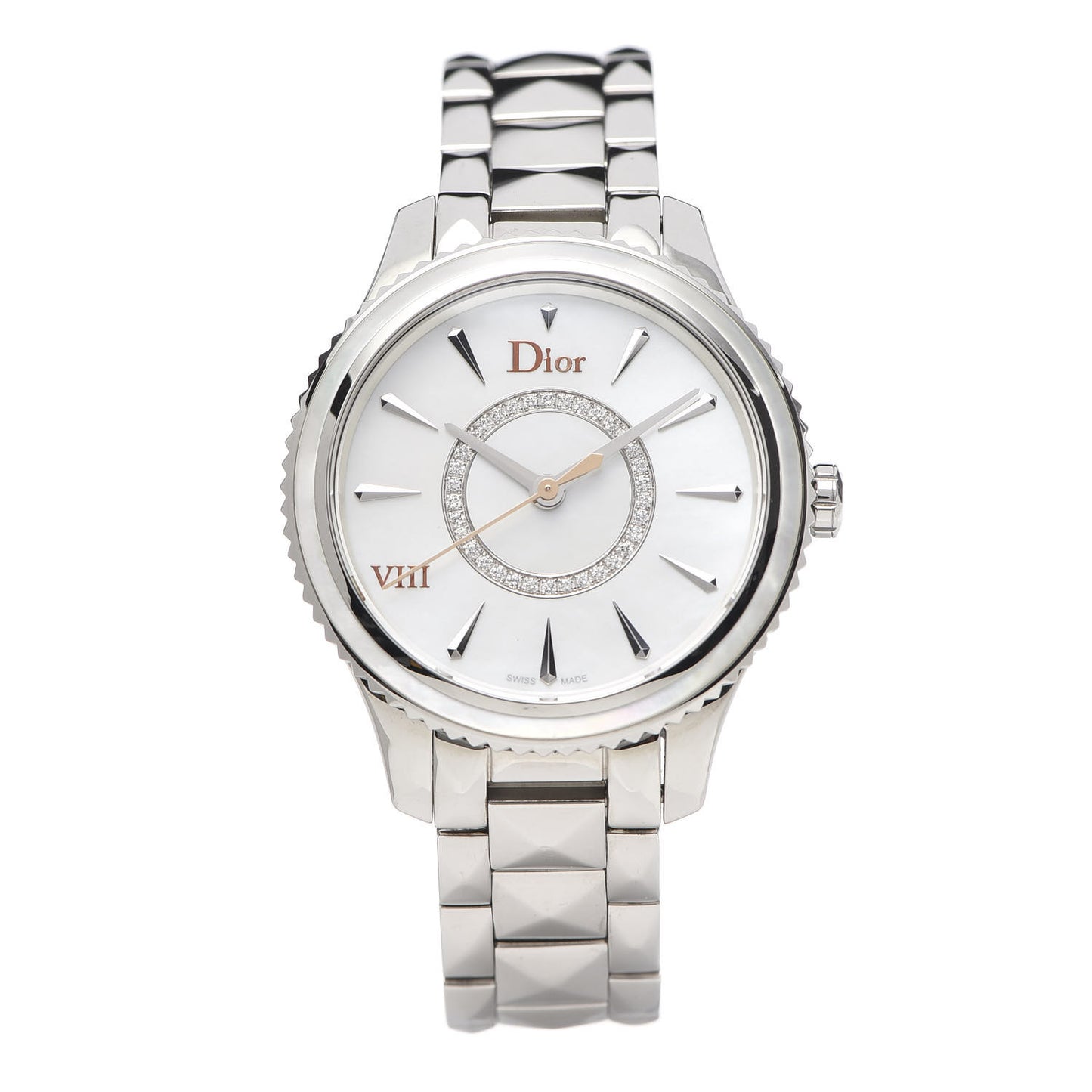 Stainless Steel Diamond Mother of Pearl 32mm Dior VIII Montaigne Quartz Watch