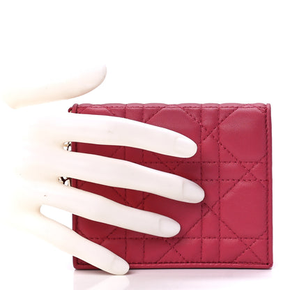 Christian Dior Lambskin Cannage Mini Lady Dior Wallet Pink 2 of 13