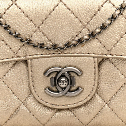 Chanel Metallic Calfskin Quilted Flap Clutch With Chain Light Gold 8 of 12