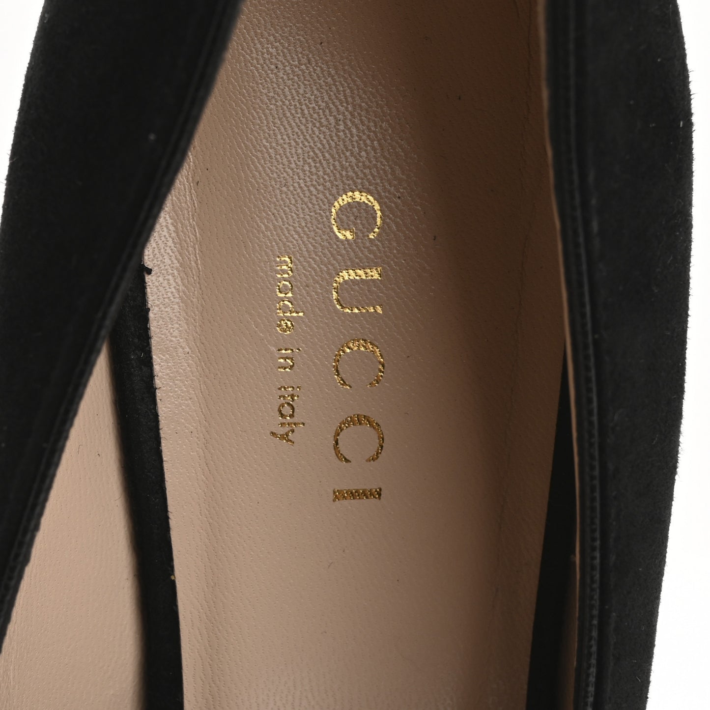 Kid Scamosciato Pearly GG Marmont Fringe 50mm Loafer Pumps 35.5 Black