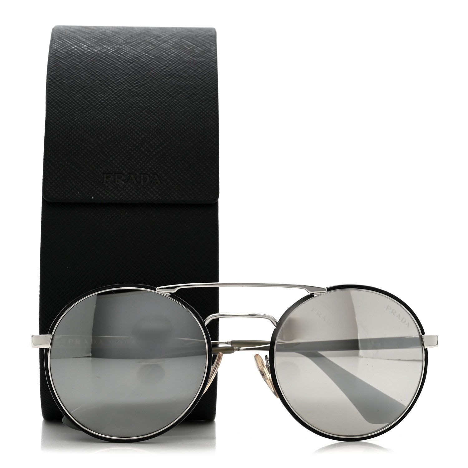 Prada Round Sunglasses SPR 51S Black Silver 1879252 – FASHIONPHILE