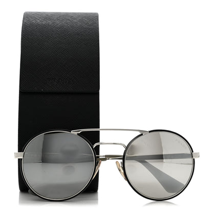 Prada Round Sunglasses SPR 51S Black Silver 8 of 8