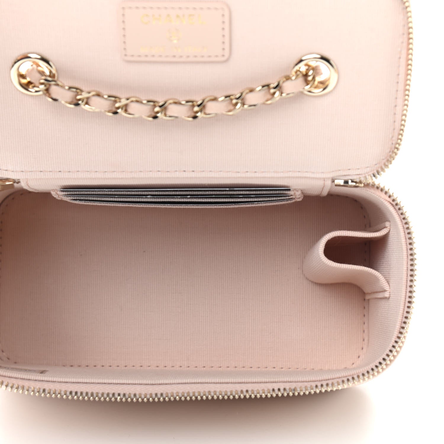 Chanel Caviar Quilted Small Vanity Case With Chain Light Beige 5 of 10