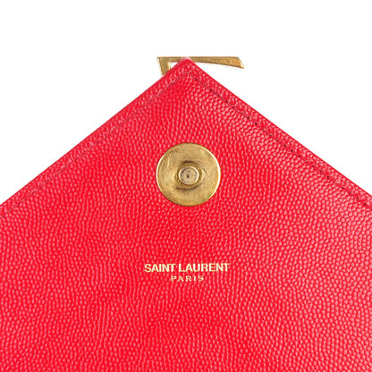 Saint Laurent Grain De Poudre Matelasse Chevron Large Monogram Satchel Lipstick Red 6 of 8