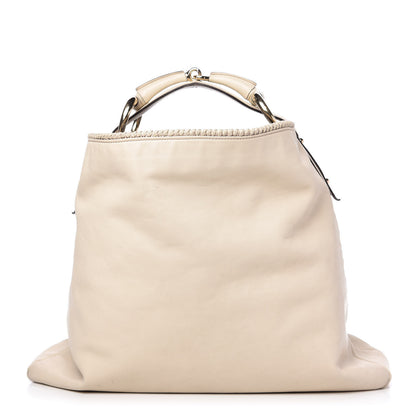 Gucci Calfskin Large Horsebit Chain Hobo Ivory 1 of 14